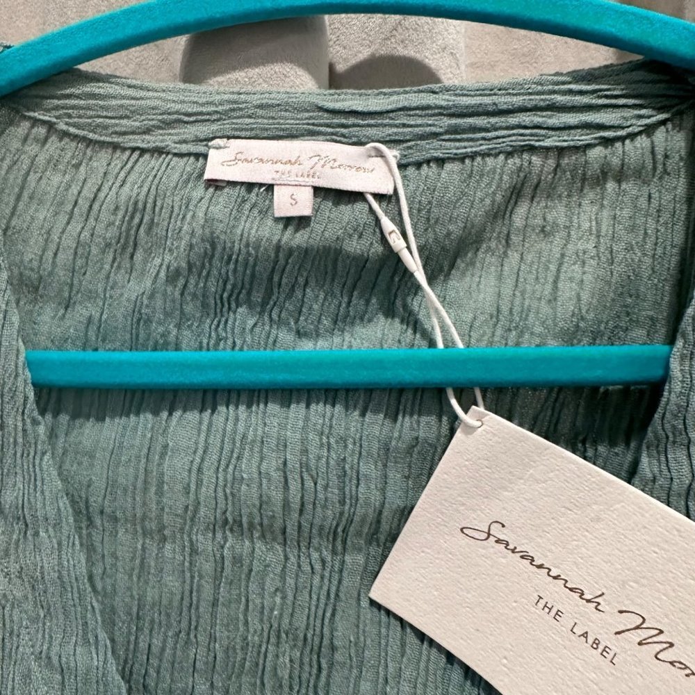 Savannah Morrow Net Sustain Adira Tie Front Crinkled Organic Cotton $248 Size S - Picture 4 of 8